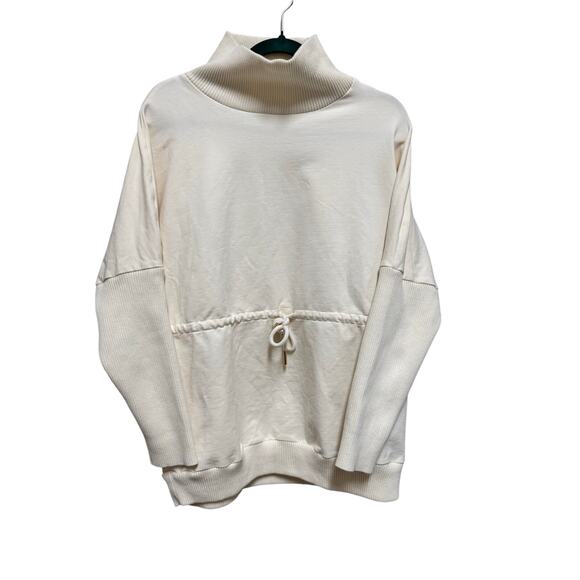 Anthropologie Varley Freya Funnel Neck Sweatshirt Ivory Size Medium Cream Cowl - Picture 5 of 12